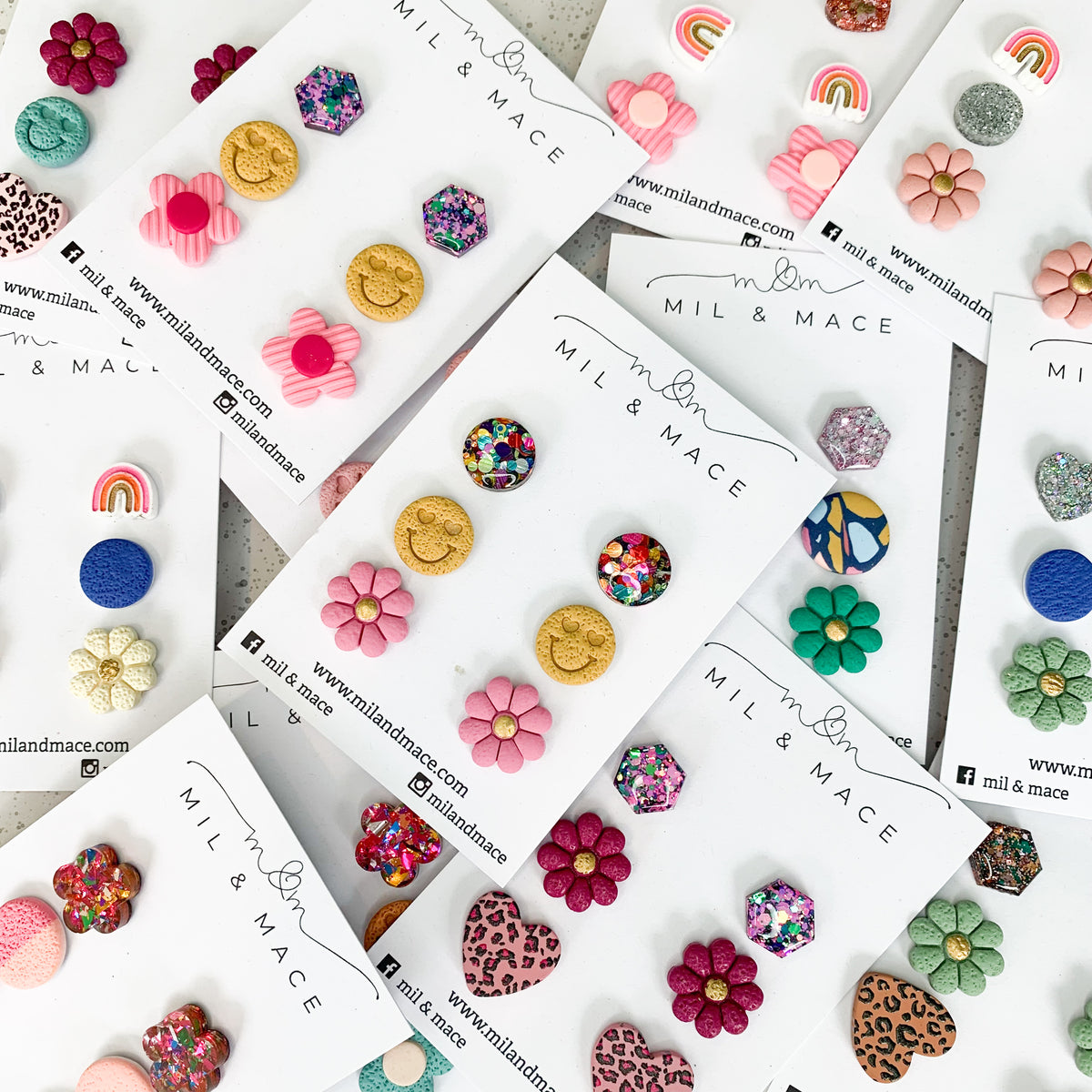 Stud Earrings, Stud Packs & Glossies Mil and Mace