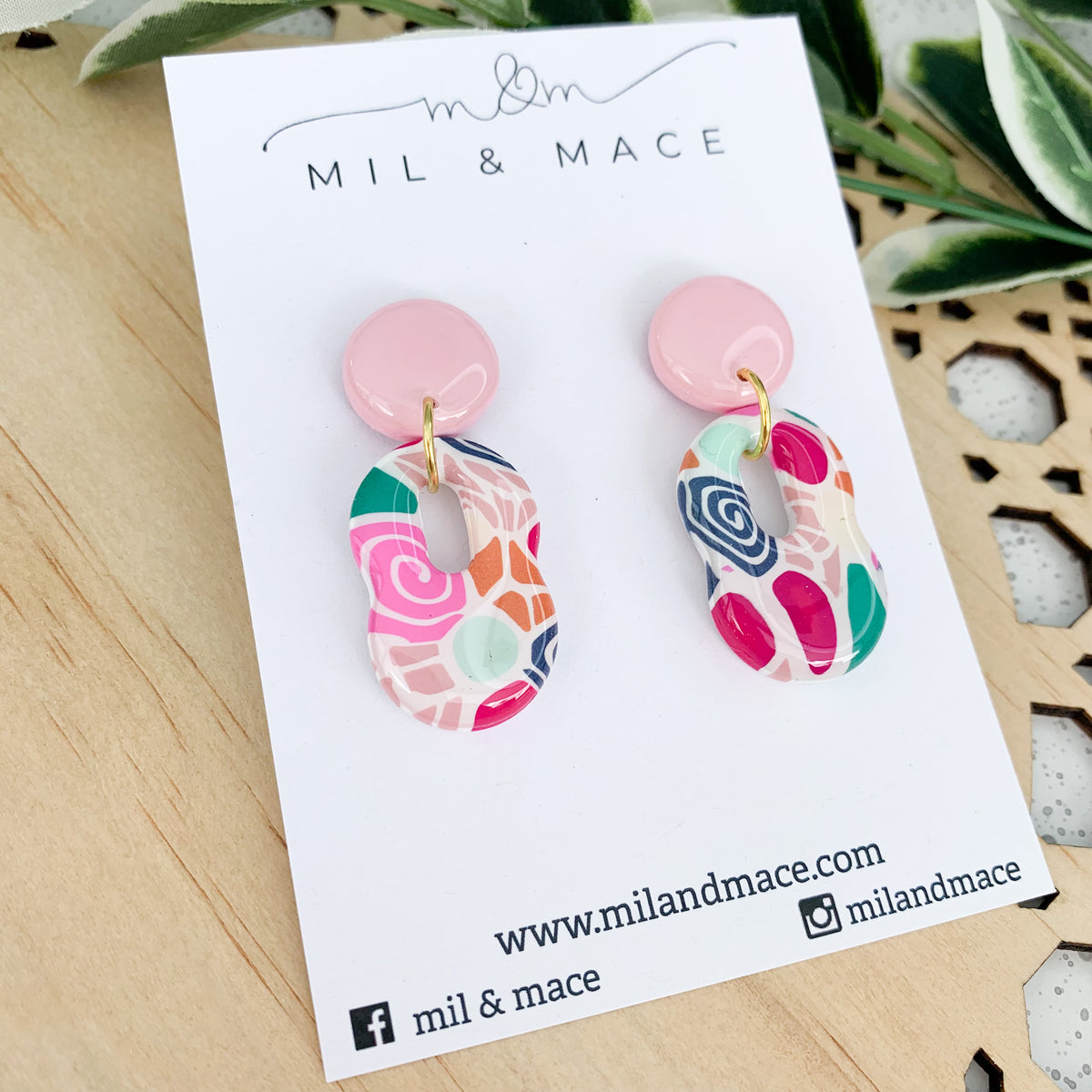 Lolly Polymer Clay Dangle Earrings with Resin Finish Mil and Mace