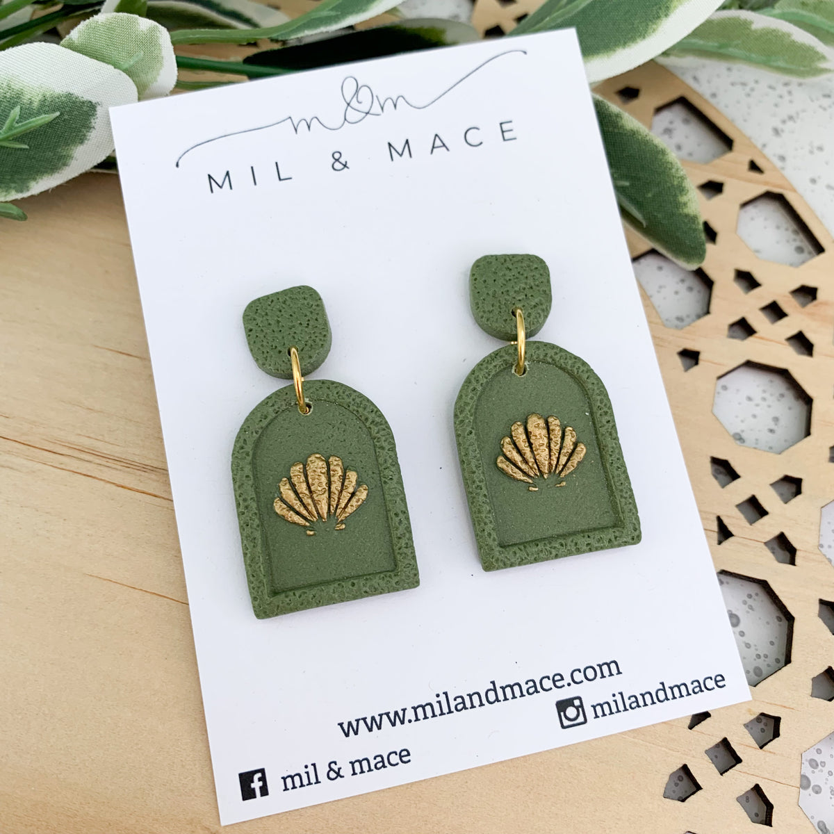 Shell Arches Polymer Clay Dangle Earrings Mil and Mace