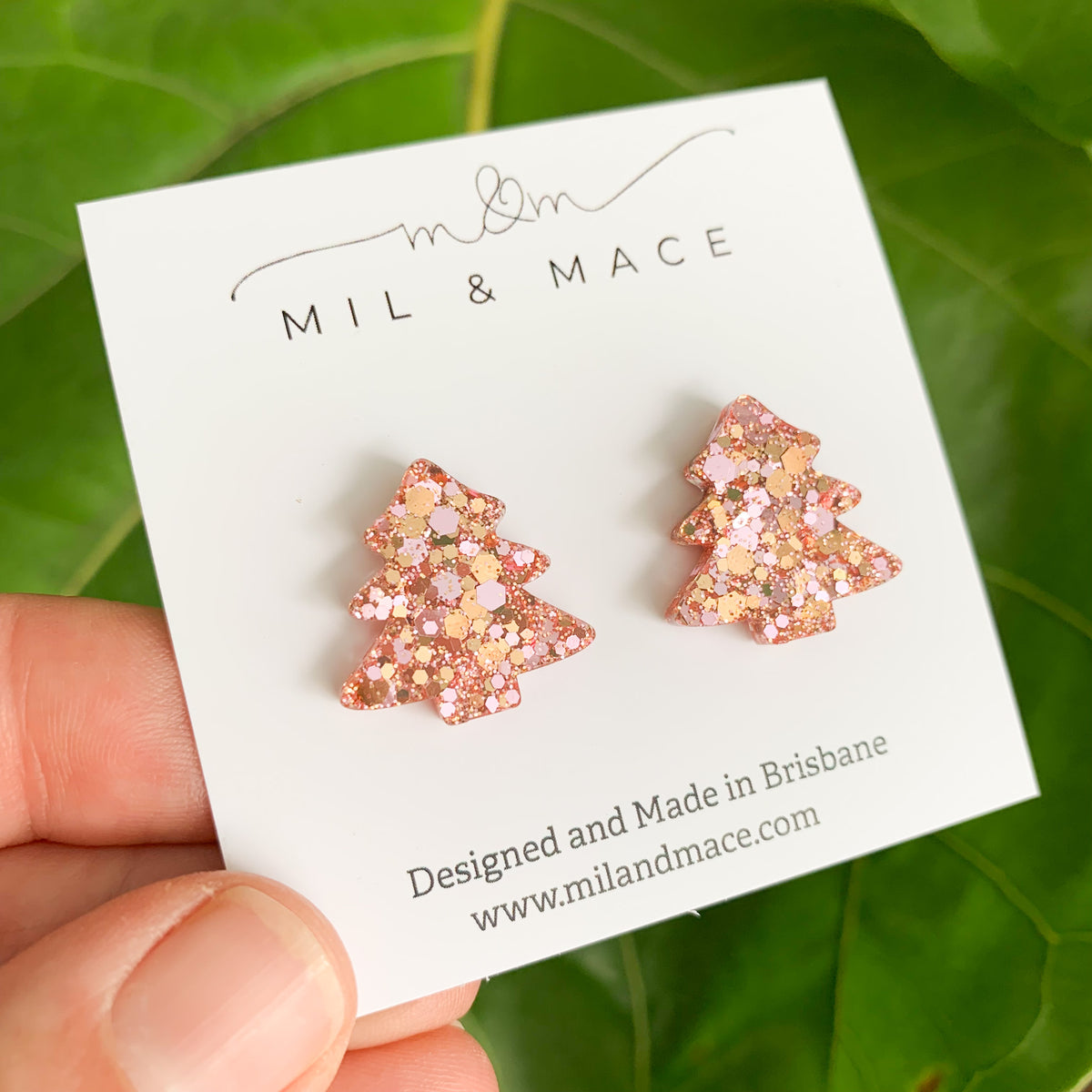 20mm Christmas Tree Resin Stud Earrings Mil and Mace