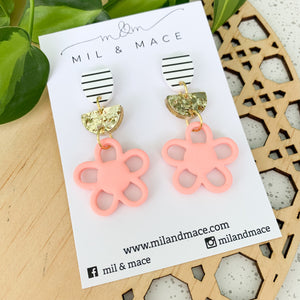 Tiered Flower Polymer Clay Dangle Earrings