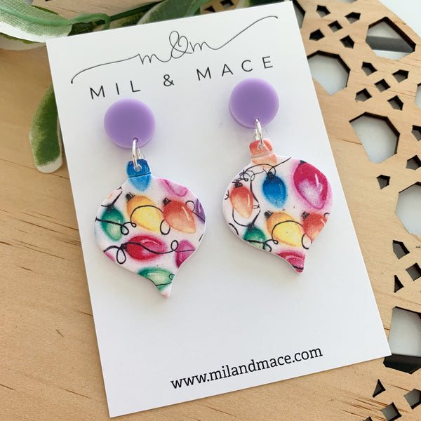 Christmas Lights Polymer Clay Dangle Earrings