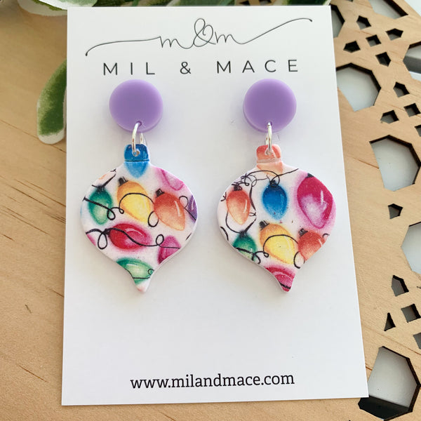 Christmas Lights Polymer Clay Dangle Earrings