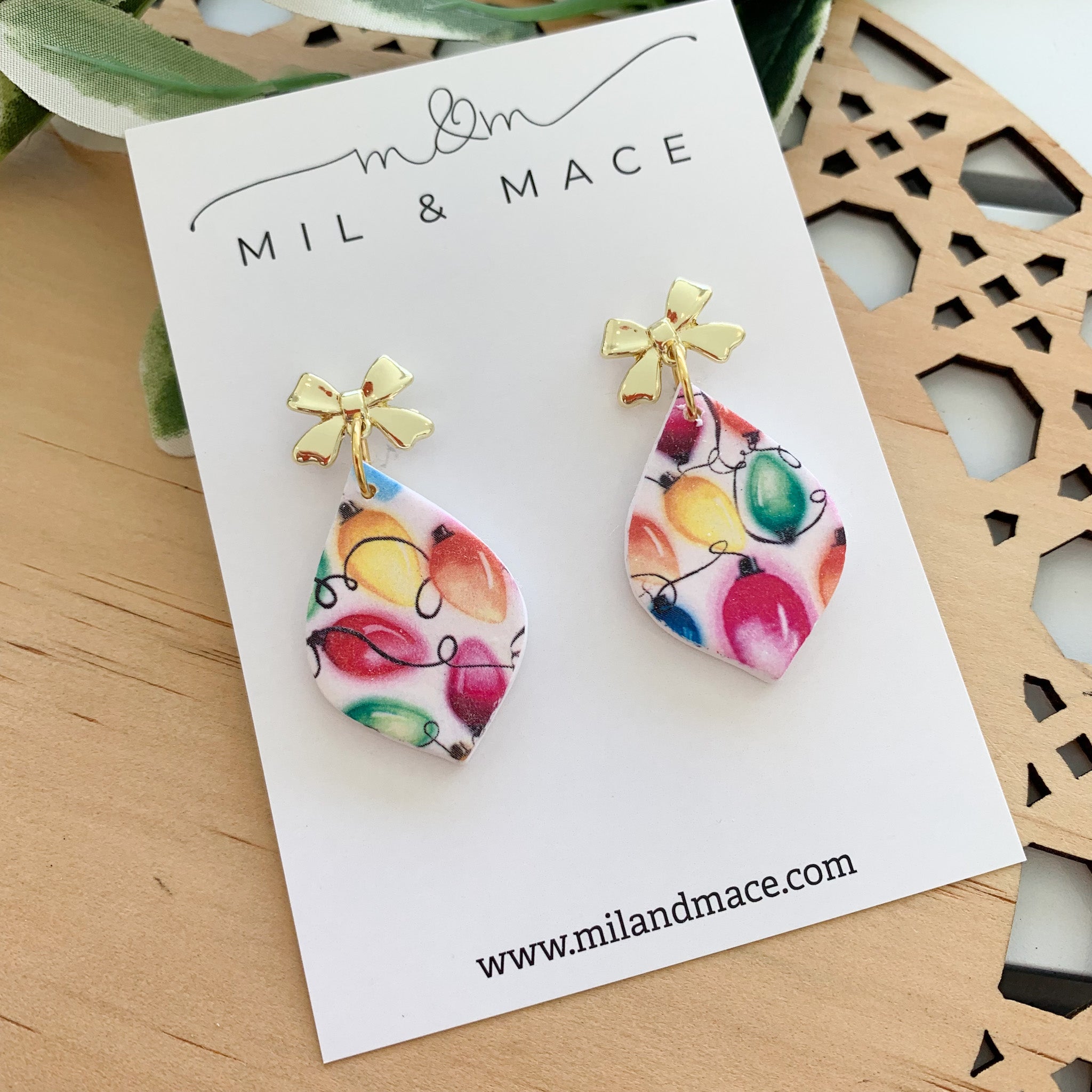 Christmas Lights Polymer Clay Dangle Earrings