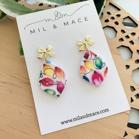 Christmas Lights Polymer Clay Dangle Earrings