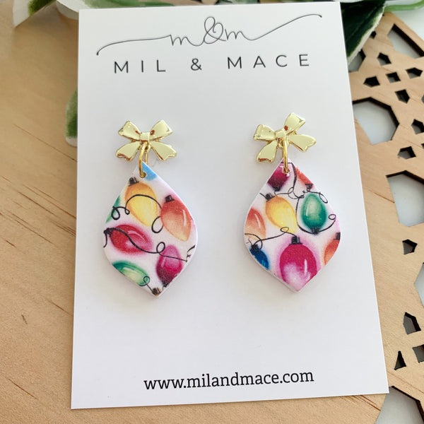 Christmas Lights Polymer Clay Dangle Earrings