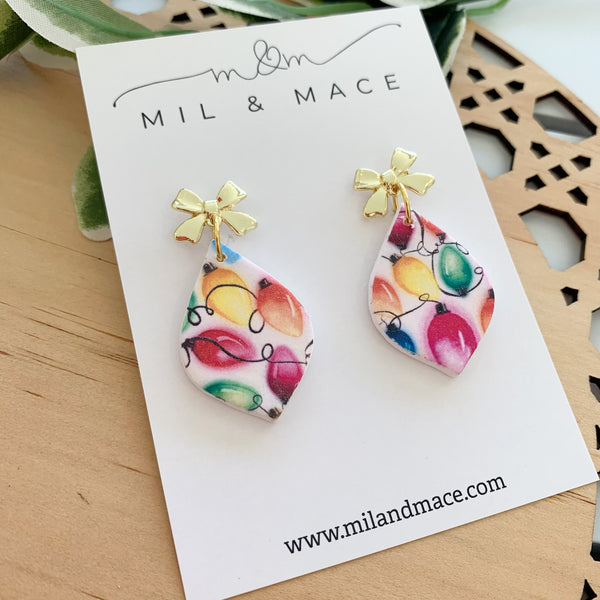 Christmas Lights Polymer Clay Dangle Earrings