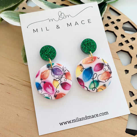 Christmas Lights Polymer Clay Dangle Earrings