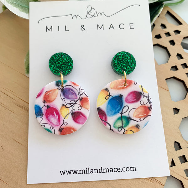 Christmas Lights Polymer Clay Dangle Earrings