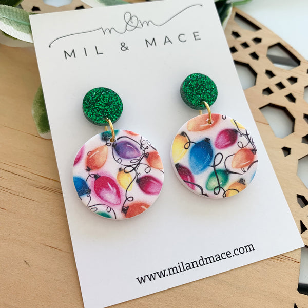 Christmas Lights Polymer Clay Dangle Earrings