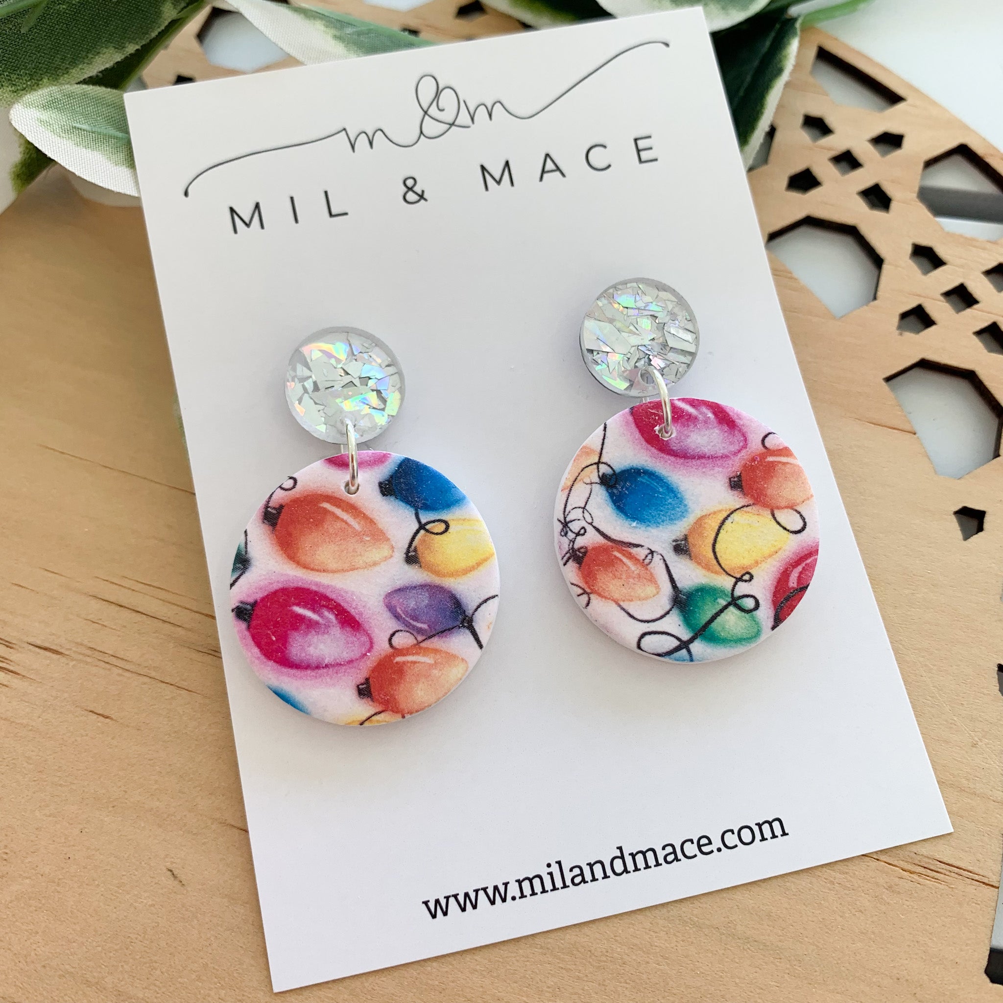 Christmas Lights Polymer Clay Dangle Earrings