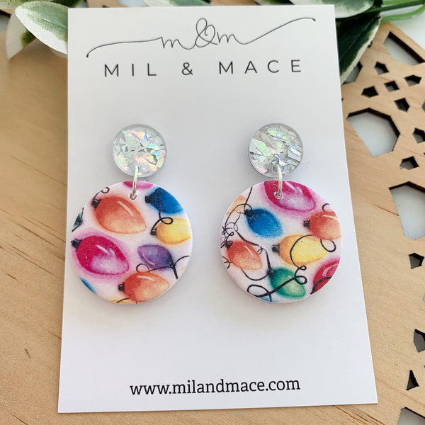 Christmas Lights Polymer Clay Dangle Earrings