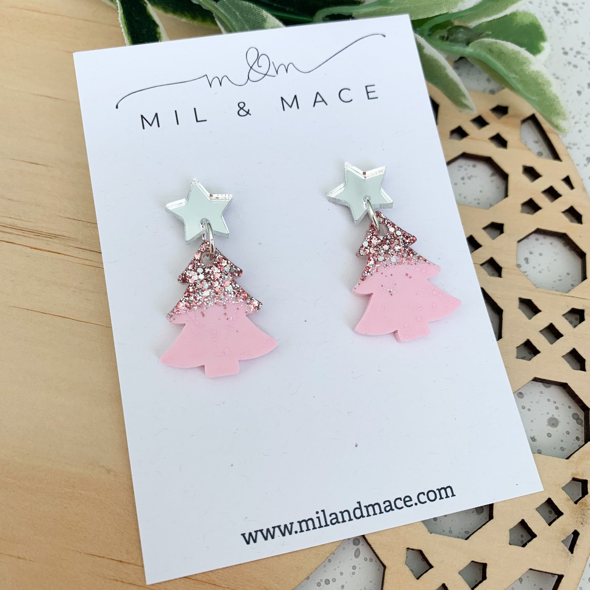 Christmas Tree Resin Dangle Earrings