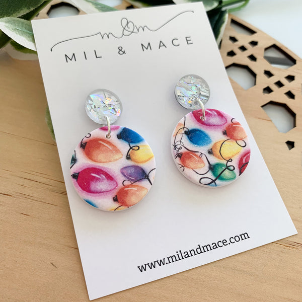 Christmas Lights Polymer Clay Dangle Earrings