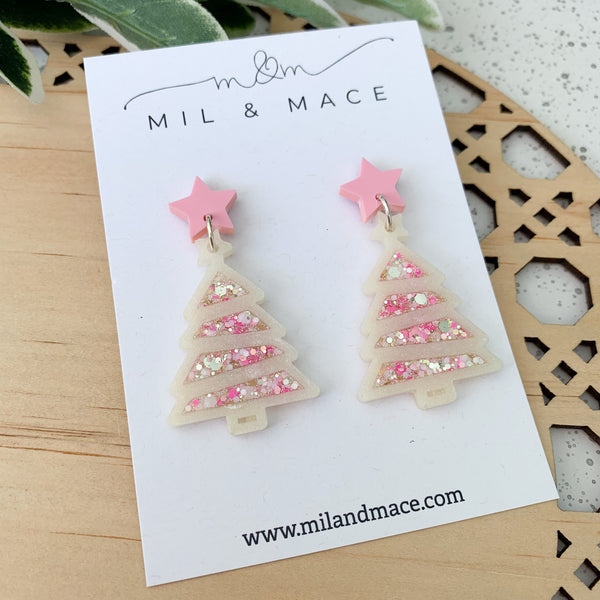 Christmas Tree Resin Dangle Earrings