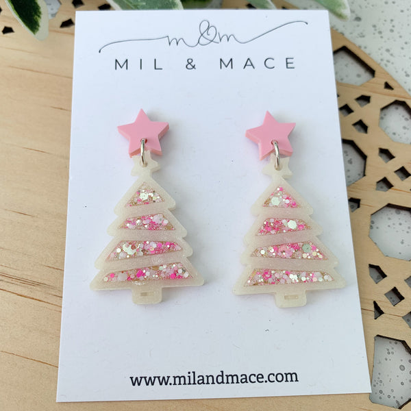 Christmas Tree Resin Dangle Earrings