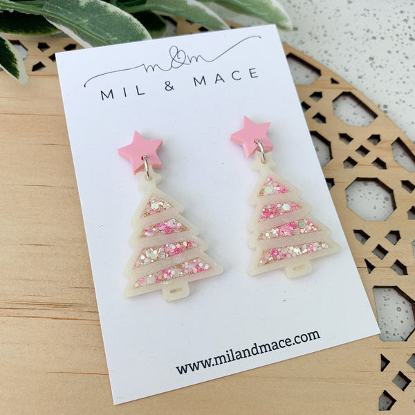 Christmas Tree Resin Dangle Earrings