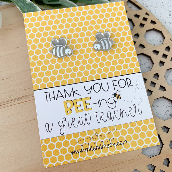 Educator Gift 'Thankyou for being a Great teacher' Bee Studs