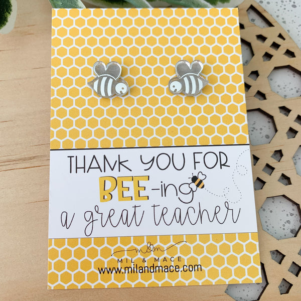 Educator Gift 'Thankyou for being a Great teacher' Bee Studs