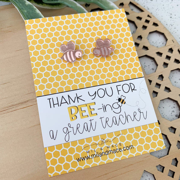 Educator Gift 'Thankyou for being a Great teacher' Bee Studs