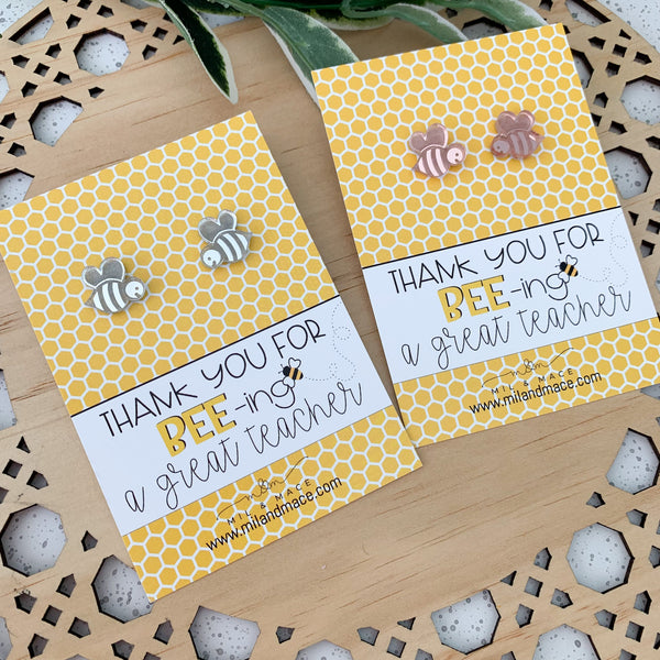 Educator Gift 'Thankyou for being a Great teacher' Bee Studs