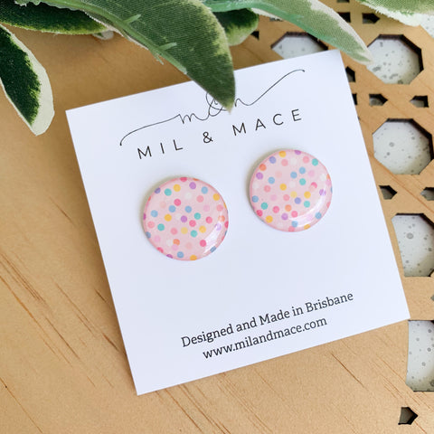 Spotty Yupo Paper 20mm Stud Earrings