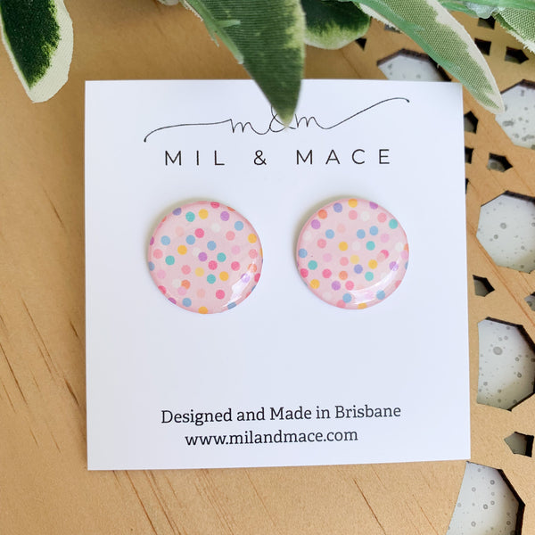 Spotty Yupo Paper 20mm Stud Earrings