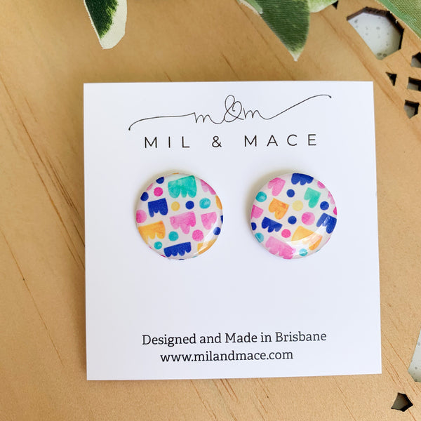 Jellybean Yupo Paper 20mm Stud Earrings