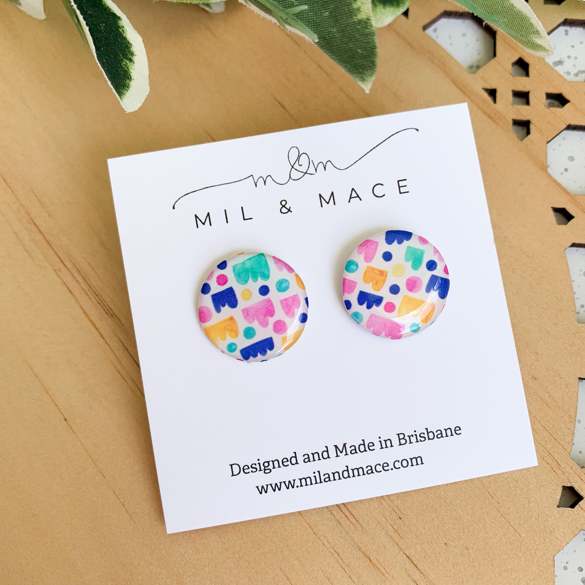 Jellybean Yupo Paper 20mm Stud Earrings