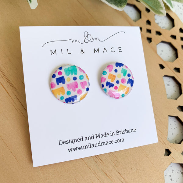 Jellybean Yupo Paper 20mm Stud Earrings