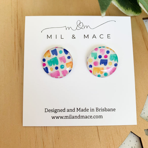 Jellybean Yupo Paper 20mm Stud Earrings