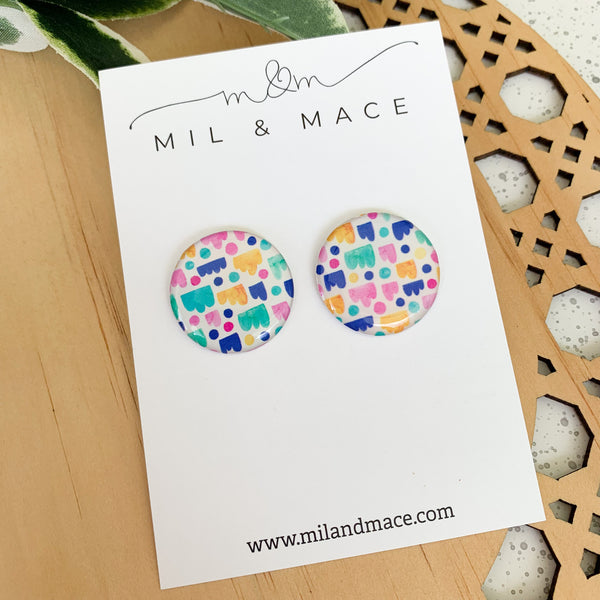 Jellybean 25mm Yupo Paper Stud Earrings