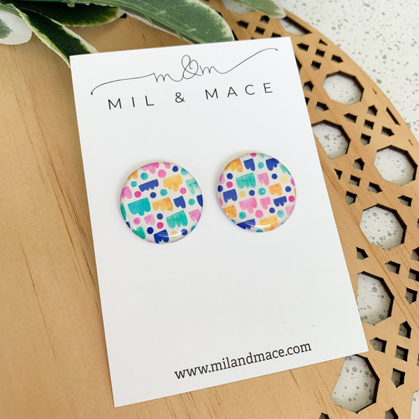 Jellybean 25mm Yupo Paper Stud Earrings