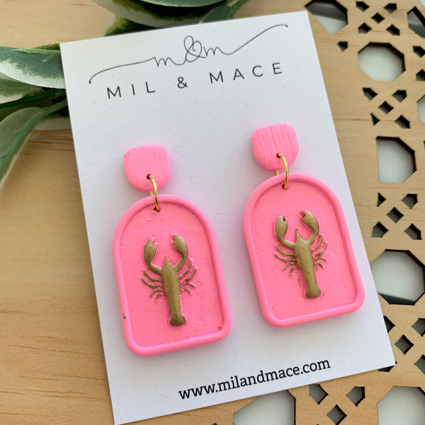 Lobster Arch Earrings Polymer Clay Dangle Earrings