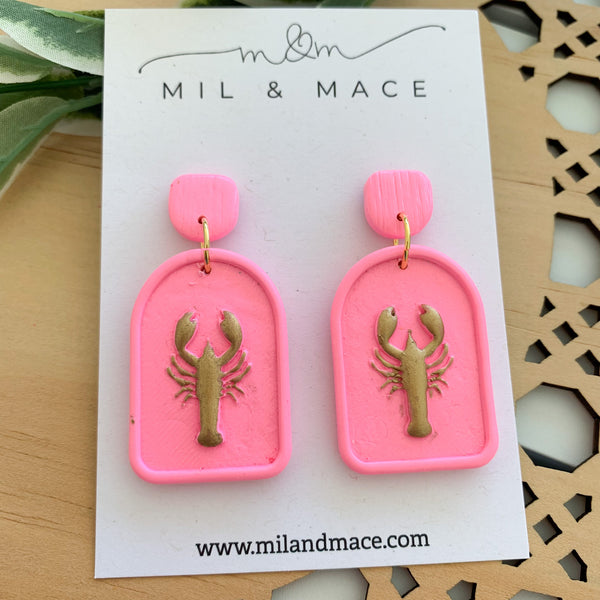 Lobster Arch Earrings Polymer Clay Dangle Earrings