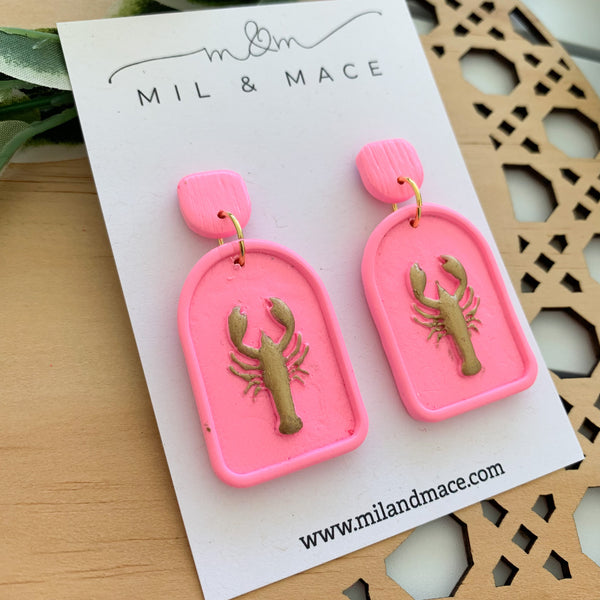 Lobster Arch Earrings Polymer Clay Dangle Earrings