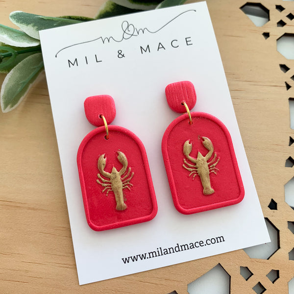 Lobster Arch Earrings Polymer Clay Dangle Earrings