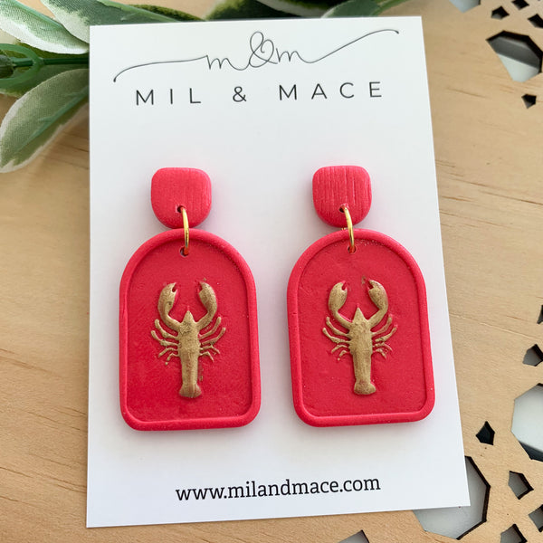 Lobster Arch Earrings Polymer Clay Dangle Earrings