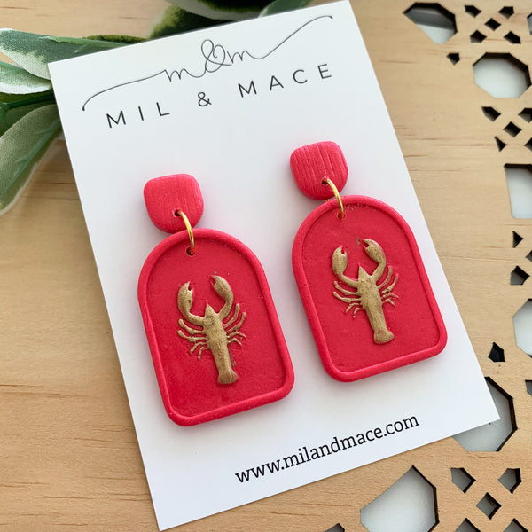 Lobster Arch Earrings Polymer Clay Dangle Earrings