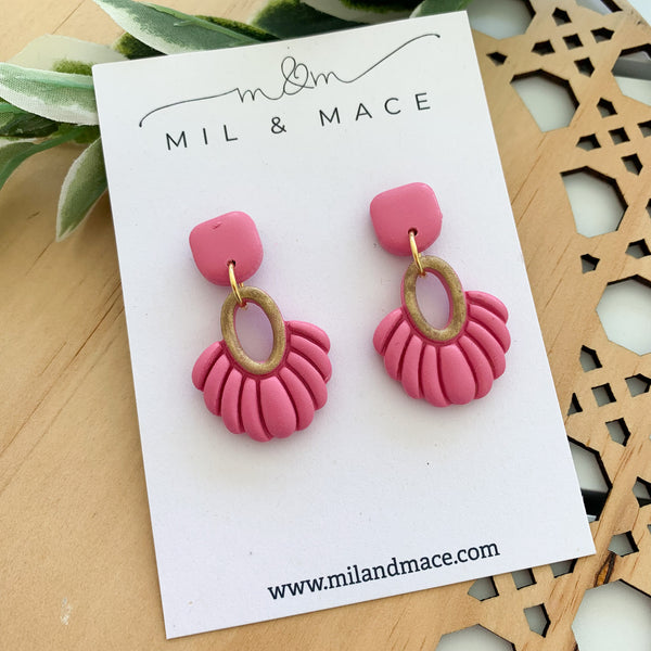 Boho Pink Polymer Clay Dangle Earrings