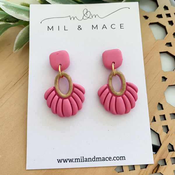 Boho Pink Polymer Clay Dangle Earrings
