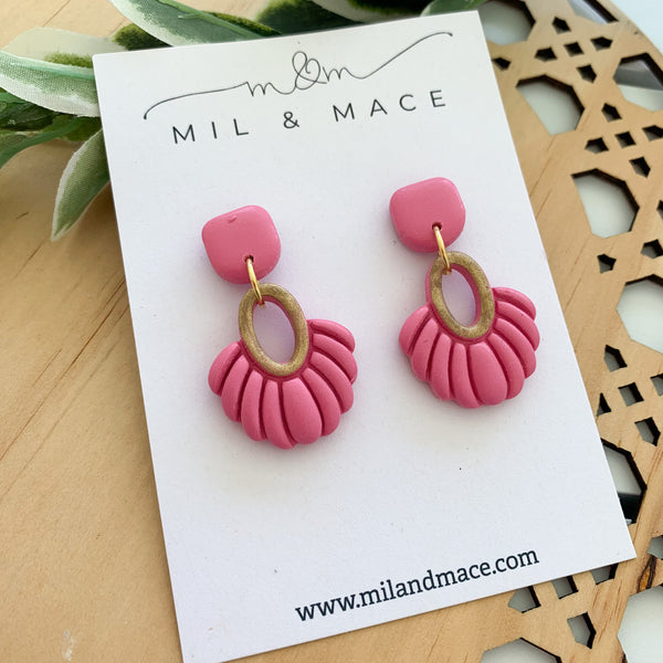 Boho Pink Polymer Clay Dangle Earrings