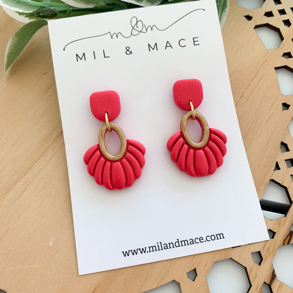 Boho Green Polymer Clay Dangle Earrings