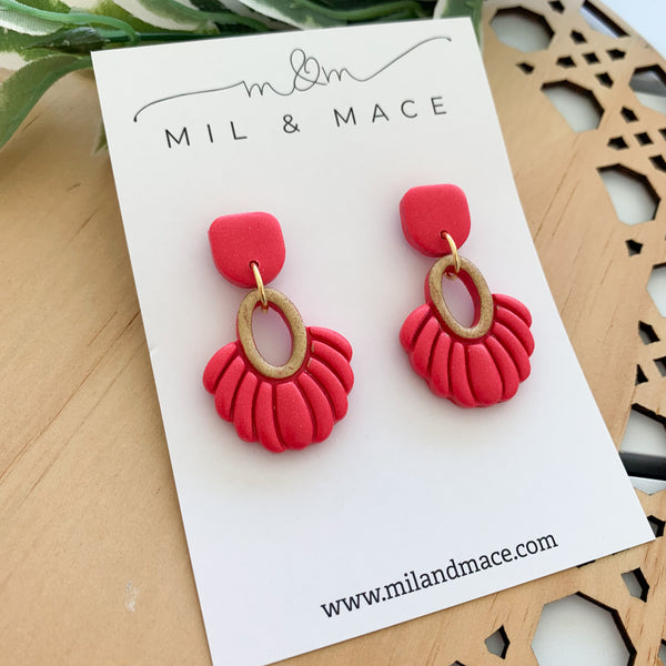 Boho Green Polymer Clay Dangle Earrings