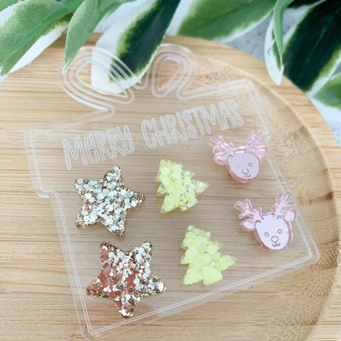 Deluxe Christmas Mixed Acrylic Stud Pack with Earring Holder