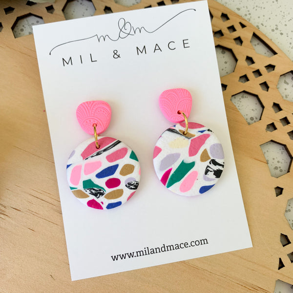 Kaleidoscope Earrings Polymer Clay Dangle Earrings
