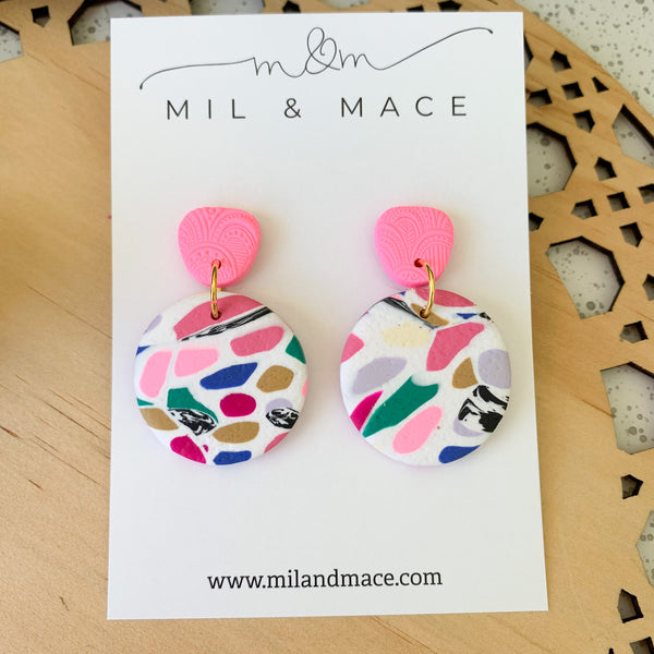 Kaleidoscope Earrings Polymer Clay Dangle Earrings