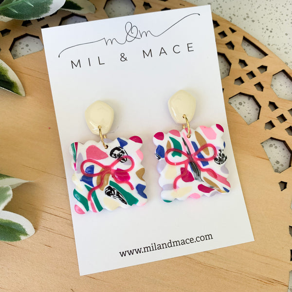 Kaleidoscope Earrings Polymer Clay Dangle Earrings