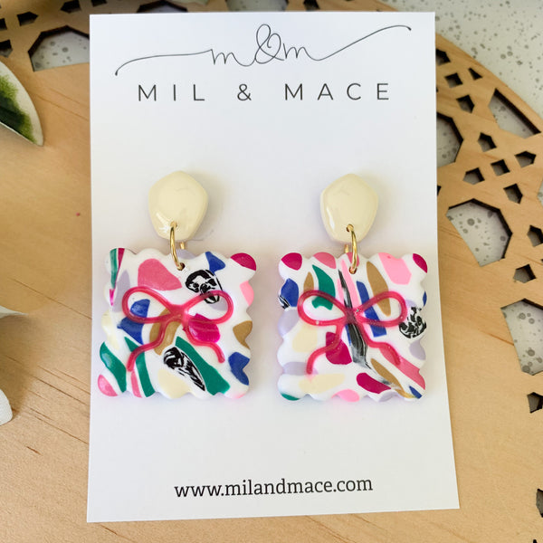 Kaleidoscope Earrings Polymer Clay Dangle Earrings