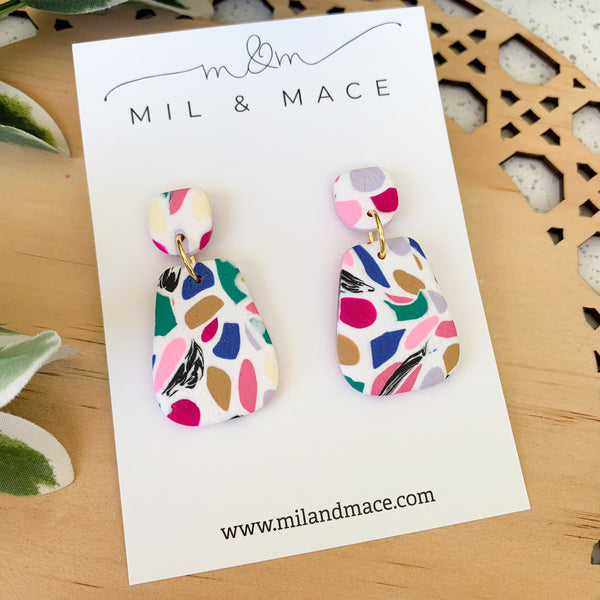 Kaleidoscope Earrings Polymer Clay Dangle Earrings